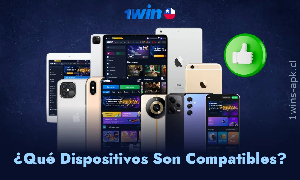 La app de 1win funciona en diversos smartphones y tablets con Android e iOS